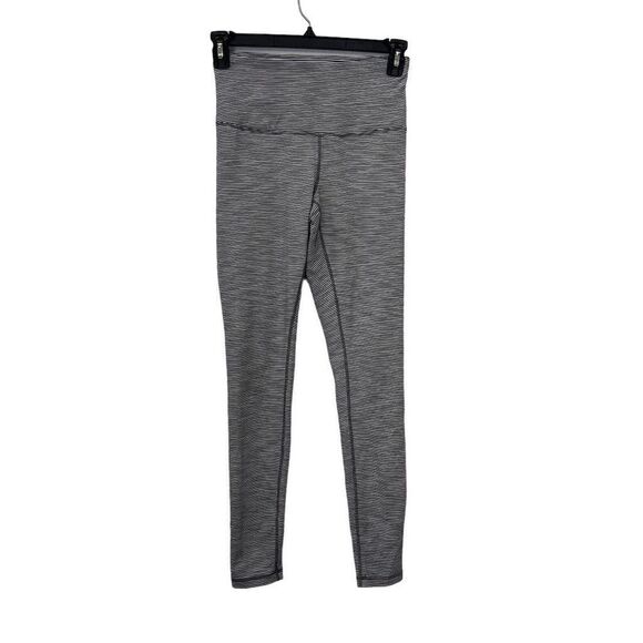 Zella Women's Striped Cropped Leggings Gray Size S Wide‎ Waistband - Picture 1 of 11